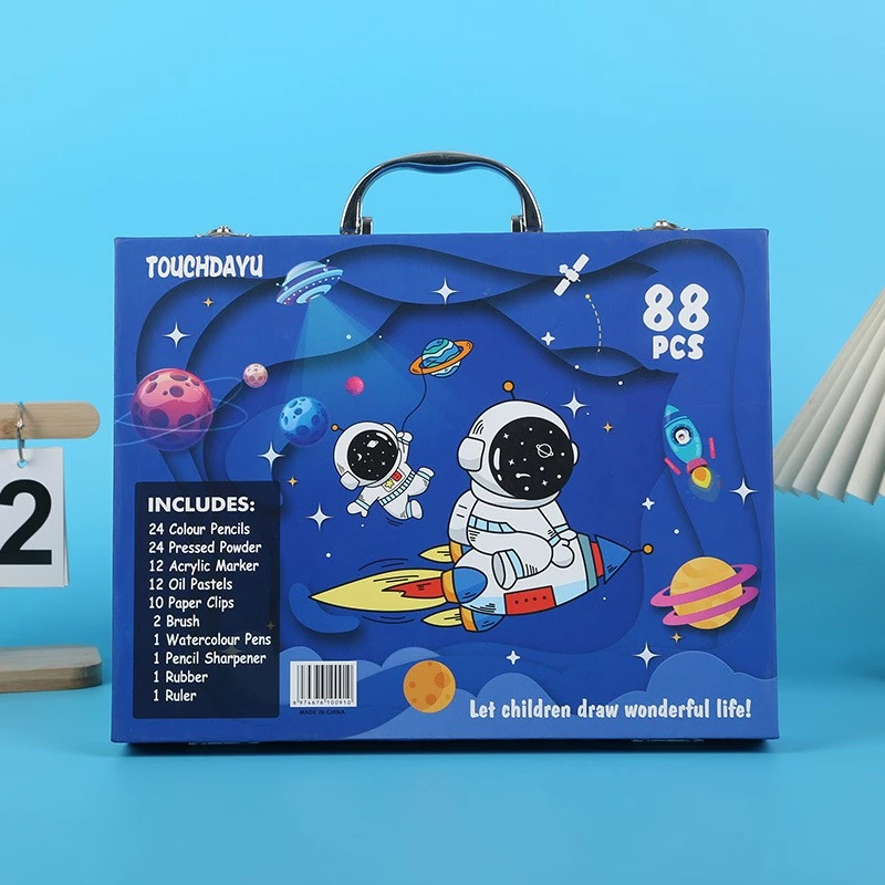 Mākslas gleznošanas komplekts Extralink Blue Astronaut — 88 elementi (krāsas, otas, piederumi)