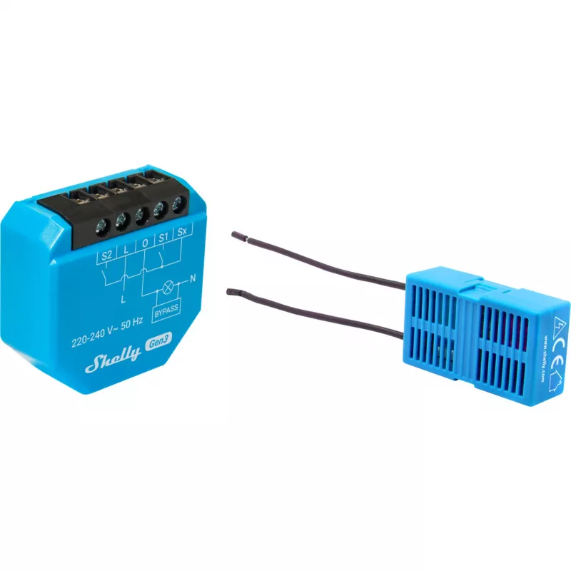 WiFi apgaismojuma kontrolieris Shelly Shelly_1L_Gen3 — 1 kanāla beznulles modulis, 220–240V, Wi‑Fi/Bluetooth, 802.11 b/g/n