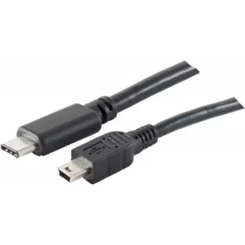 USB kabelis S/CONN 77144-1.0 USB 2.0 1 m USB C Mini-USB B melns