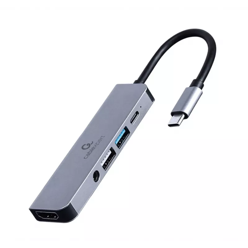 Gembird A-CM-COMBO5-02 klēpjdatora dokstacija/portu replikators Vadu USB 3.2 Gen 1 (3.1 Gen 1) Type-C Sudraba
