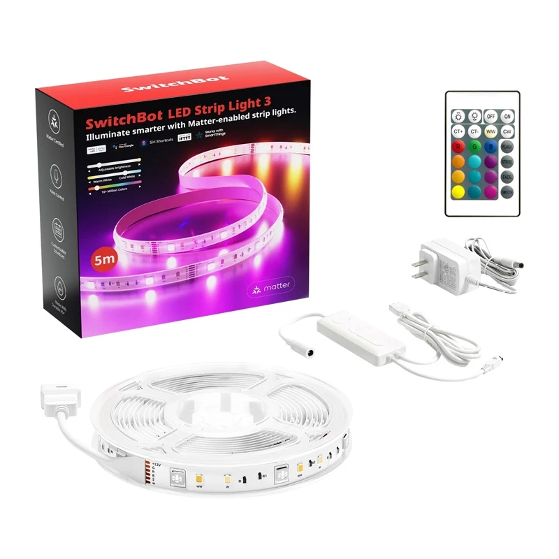 LED lente SwitchBot W1702110 3 m RGB krāsu mainoša