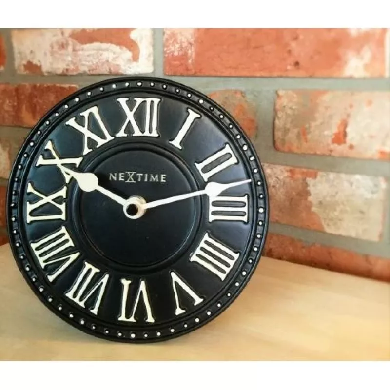 NeXtime klok 5187zw London Table, Ø16 cm, Wall, Melns/ Balts