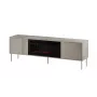 TV skapis ar kamīnu Cama Meble TRESSE 180x40x54,5 cm — melns rāmis, kašmira matēta virsma