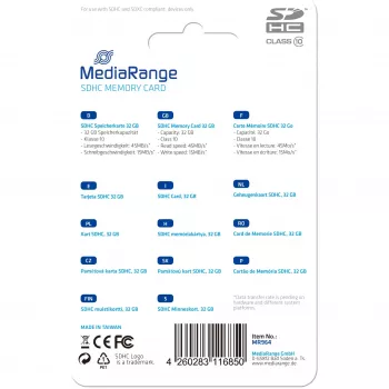 MediaRange - Zibatmiņas karte - 32GB - 10. klase - SDHC - Zila (MR964)