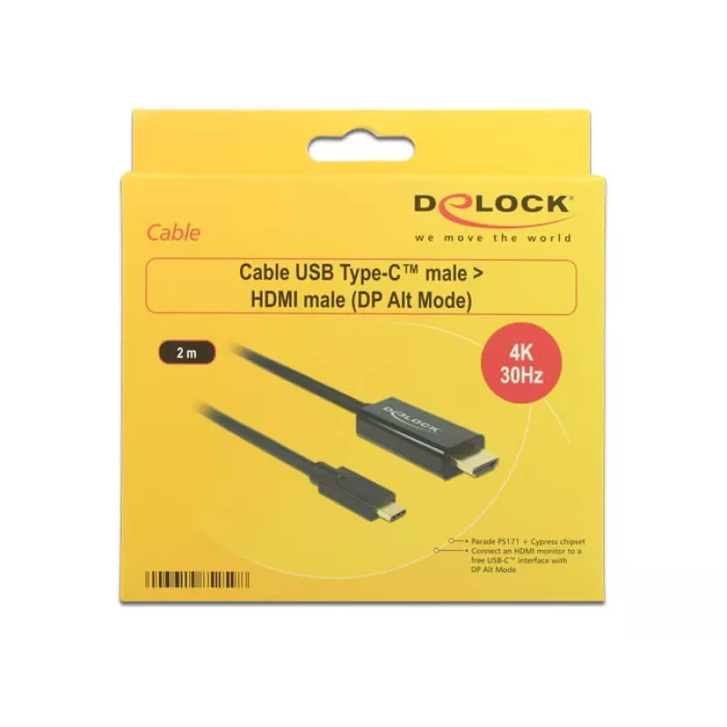 Video kabeļa adapteris DeLOCK 85259 USB Type-C uz HDMI 2m Melns