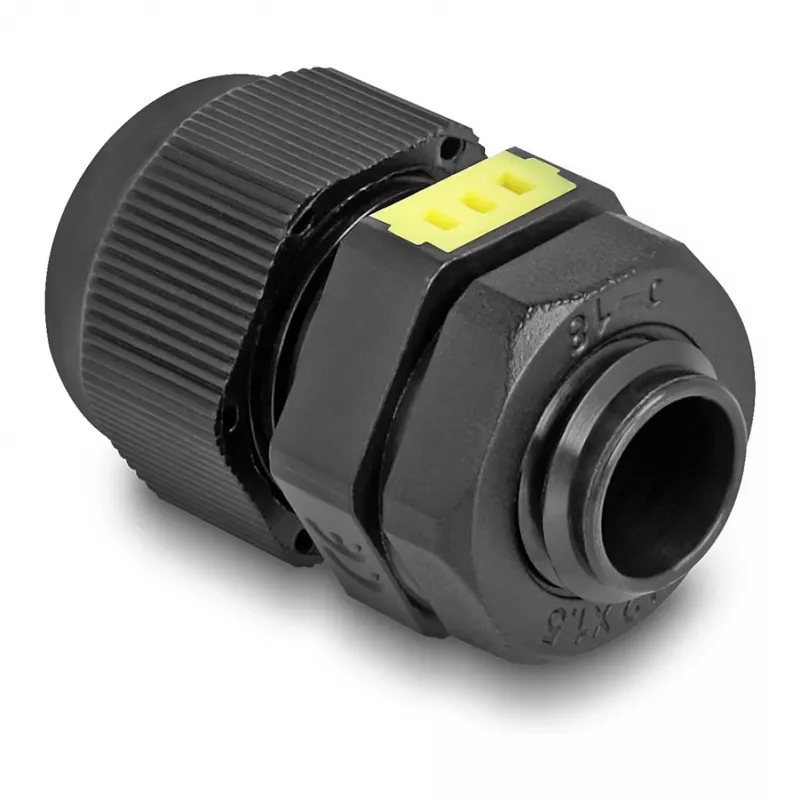 Kabeļa blīvslēgs M12 DELOCK ar ventilāciju IP68, plastmasa, melns, 2 gab.