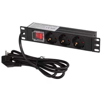 Extralink 10 1U 3 Socket EU Type Power PDU With Switch PDU 3-EU