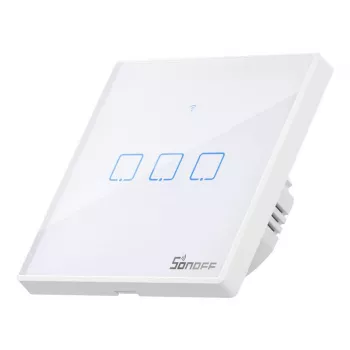 Sienas viedais gaismas slēdzis Sonoff T2 EU TX 3 kanālu Wi‑Fi + RF 433 vadība