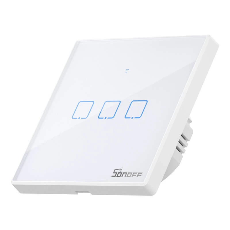 Sienas viedais gaismas slēdzis Sonoff T2 EU TX 3 kanālu Wi‑Fi + RF 433 vadība