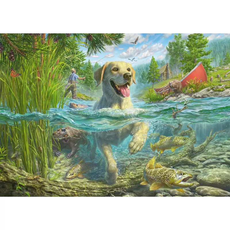 Galda piederumu komplekts schmidt spiele Mark Fredrickson Dog Love dzeltena Labrador 1000 gabali
