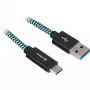 USB 3.2 Gen 2 kabelis, USB-A spraudnis > USB-C spraudnis (melns/gaiši zils, 0,5 metri, apvalkots)