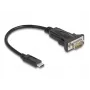 DeLOCK adapteris USB Type-C uz RS-232 D-Sub 9 kontaktu, vīrišķais, 0,25 m