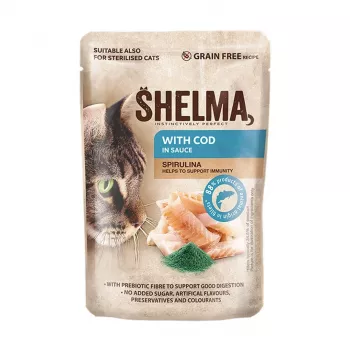 SHELMA ar mencu mērcē — mitrā kaķu barība — 85g