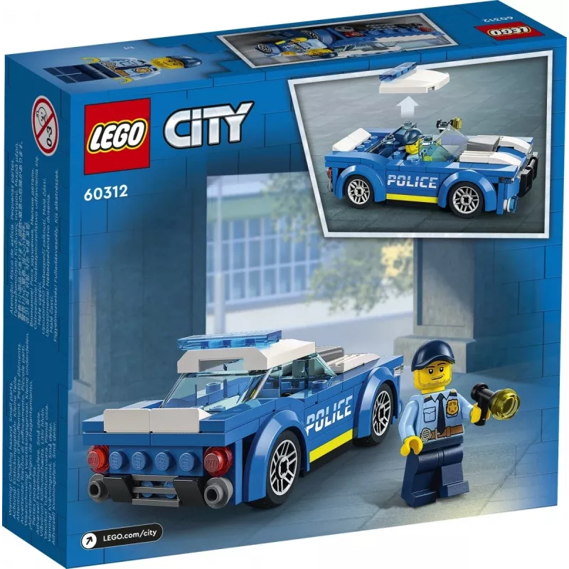 LEGO 60312 City Police Car rotaļlieta bērniem 5+ gadi ar policista minifigūru neliela dāvana Adventures sērija pakaļdzīšanās transportlīdzeklis būvēšanas komplekts Single