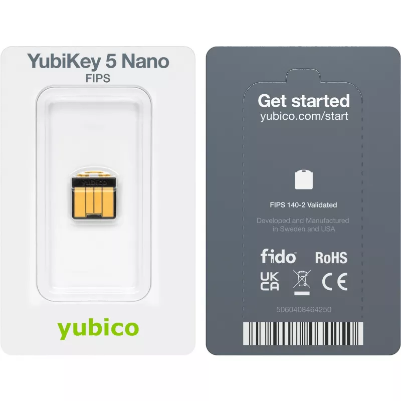 Drošības atslēga Yubico YubiKey 5 Nano FIPS USB-A NIST validēta