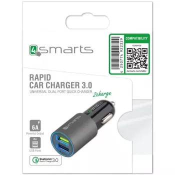 Mobilās ierīces lādētājs 4smarts 464458 Melns Pelēks Auto