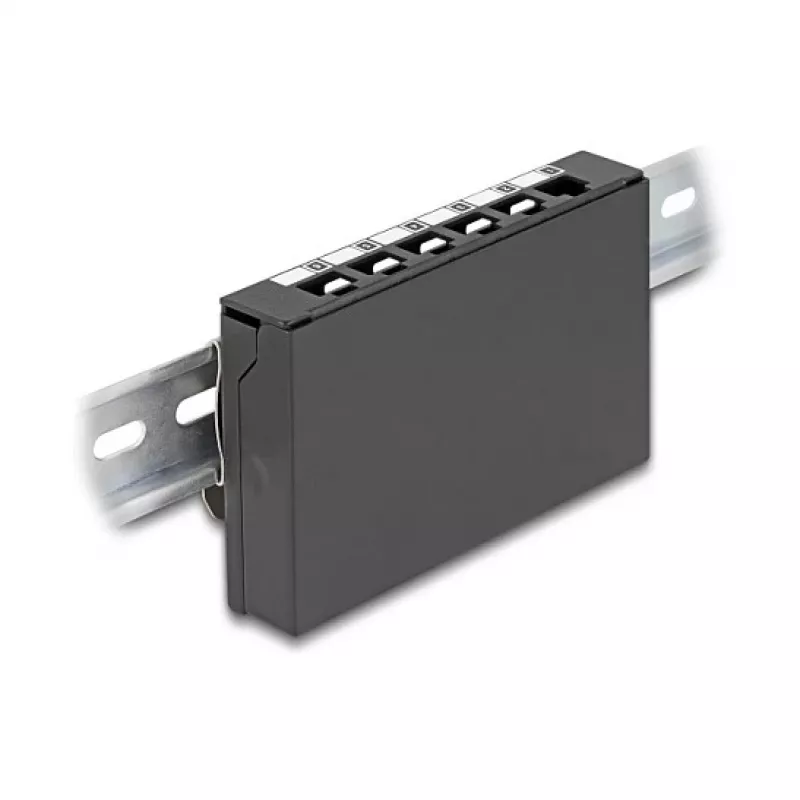 Tukšais panelis 6 portiem Keystone RJ moduļiem DELOCK 90628, melns, metāls, galda/sienas/DIN sliedes montāžai