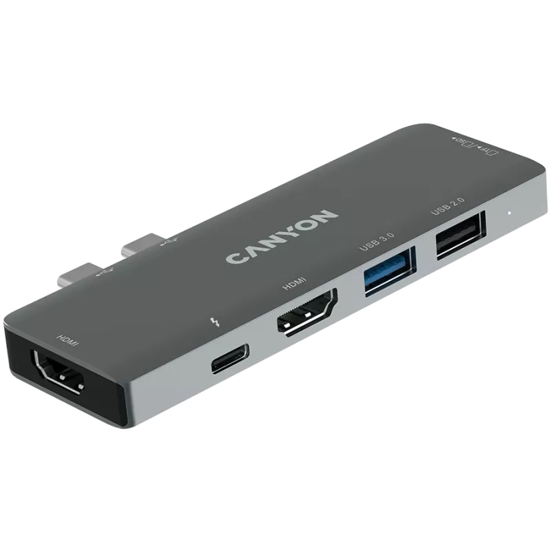 Canyon DS-5 USB 2.0 Type-C pelēks SD karšu lasītājs 60 Hz