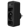 Strāvas sadalītājs MACLEAN MCE248 F/B — 3 maiņstrāvas rozetes (1x16A, 2x6A) un 4 USB porti (2xUSB‑A, 2xUSB‑C PD 20W), ES spraudnis, melns