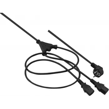 helos strāvas Y-kabelis 262674 — 2,0 m, 2× IEC C13 uz 1× IEC C14, melns