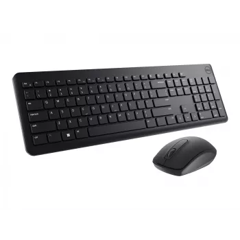 DELL klaviatūra un pele - KM3322W - ukraiņu (QWERTY), pilna izmēra (100%), bezvadu, RF Wireless, QWERTY, melna, iekļauta pele