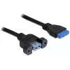 USB 3.0 F/F kabelis DeLOCK 83118 0,5 m melns