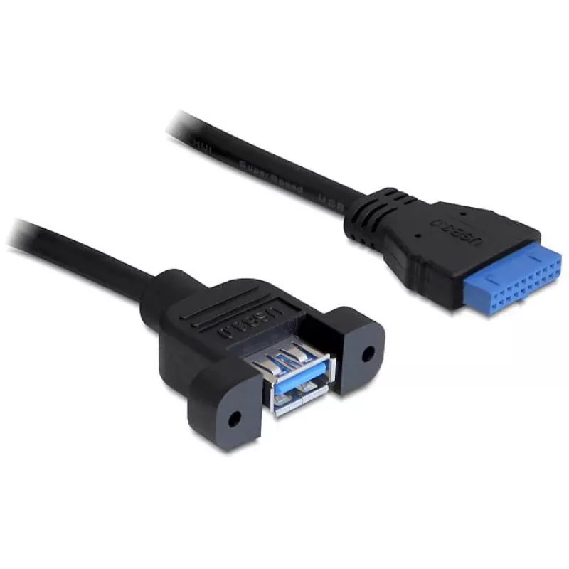 USB 3.0 F/F kabelis DeLOCK 83118 0,5 m melns