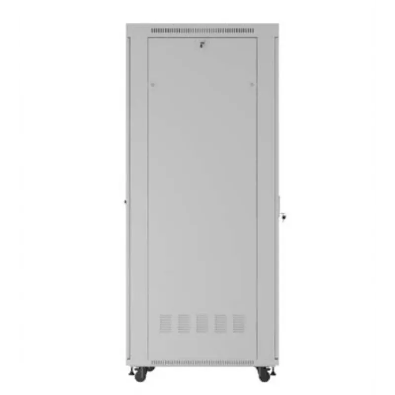 Rack cabinet LANBERG FF01-8047-12SL 47U 800x1000 mm pelēks ar priekšējām un aizmugurējām stikla durvīm un LCD paneļa vietu