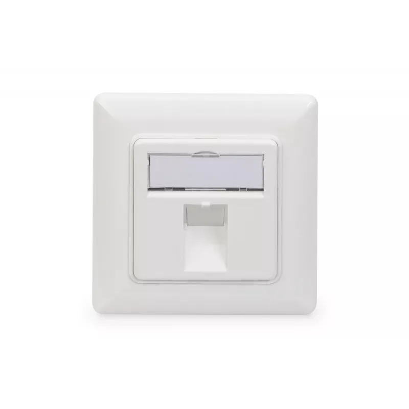 Digitus | Sienas plāksne Keystone moduļiem, Vācu tips, vidējā plāksne 50x50 mm, rāmis 80x80 mm | DN-93811