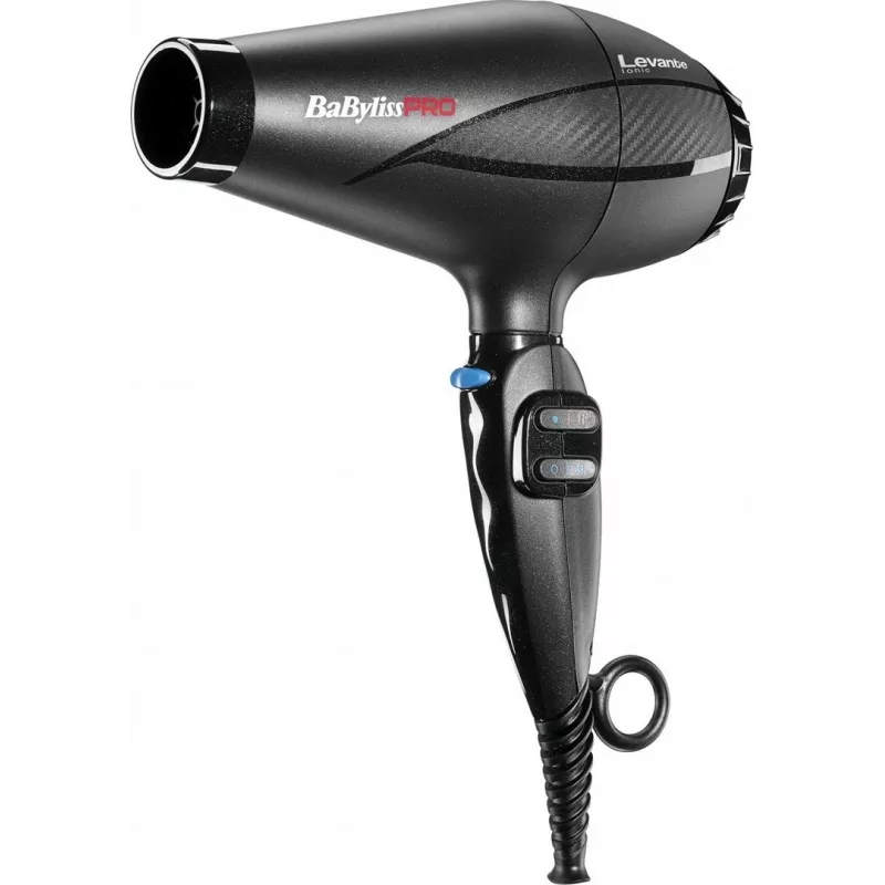 Matu žāvētājs BaByliss PRO Levante 2100 W, maiņstrāvas motors, jonizācijas funkcija, 2 siltuma/2 ātruma līmeņi, melns
