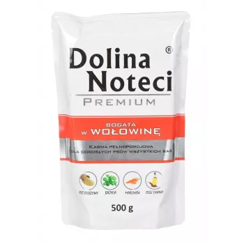 DOLINA NOTECI Premium bagāts ar liellopu gaļu - mitrā suņu barība - 500 g