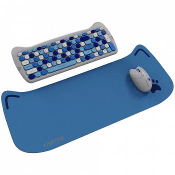 Bezvadu tastatūras un peles komplekts CANYON HSET-W6 Kitty Edition AAA AA Zils