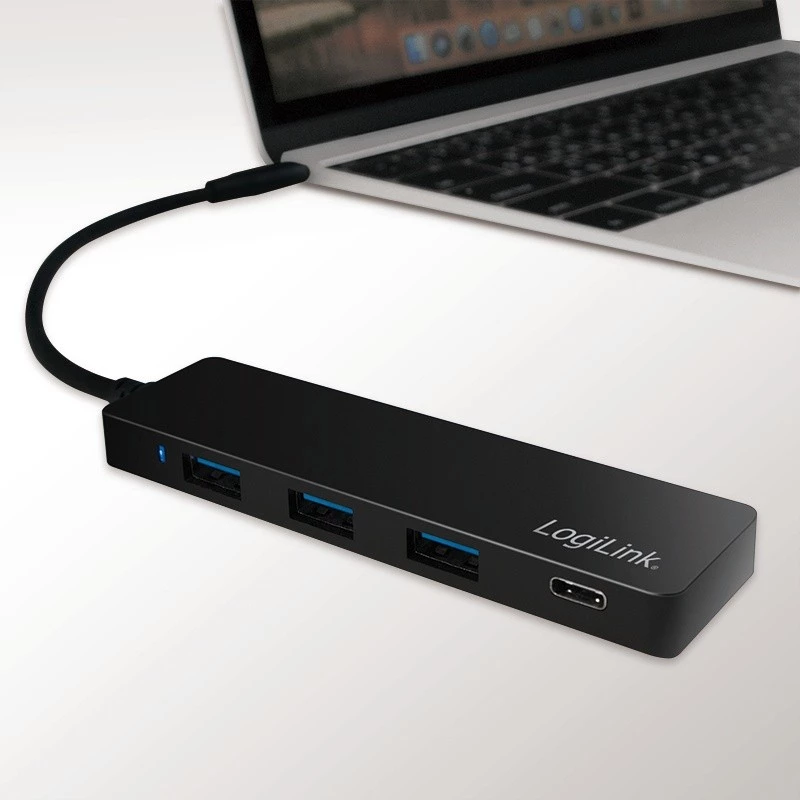 LogiLink UA0311 USB-C 3.2 Gen 2 Multiport Hub 4 porti melns