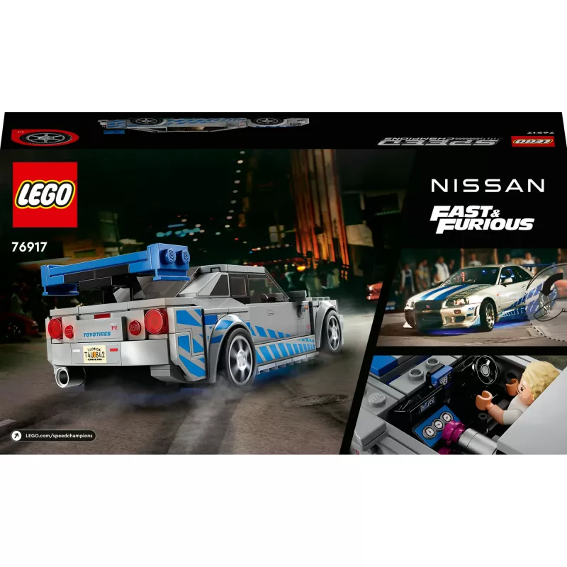 LEGO 76917 Speed Champions 2 Fast 2 Furious Nissan Skyline GT-R (R34) Auto rotaļlieta