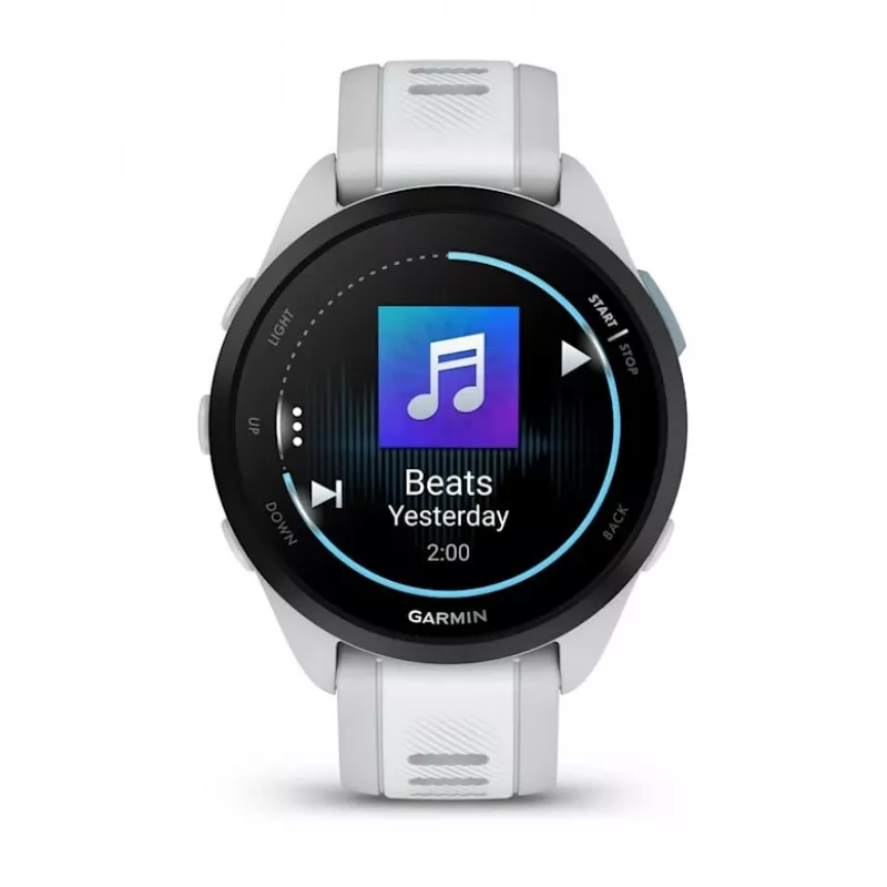Viedpulkstenis GARMIN Forerunner 165 Music — GPS, 1,2 collu AMOLED, 43 mm korpuss, 11 dienu akumulators, 5 ATM, 4 GB, Pelēks