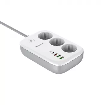 Strāvas sadalītājs Tellur TLL331521 viedais WiFi strāvas sadalītājs ar 3 rozetēm, PD 30W, QC 18W
