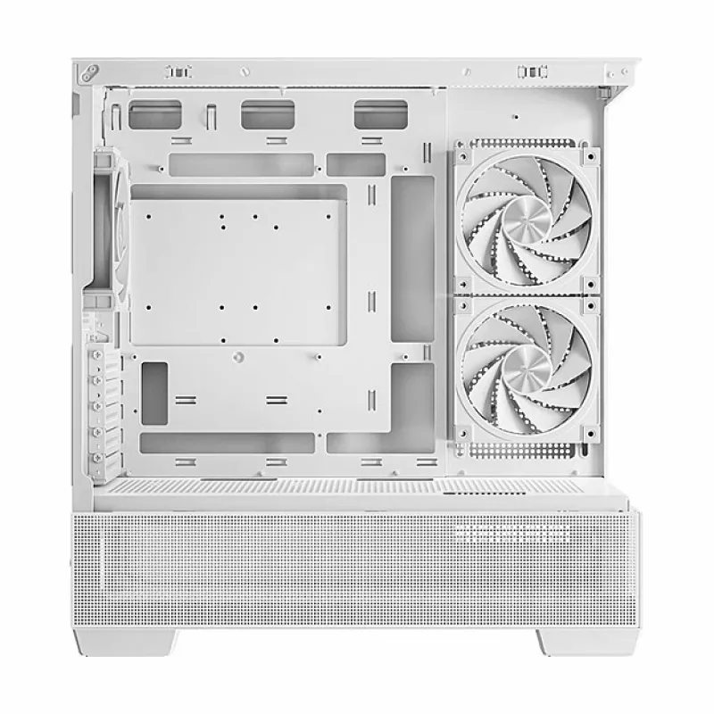 PC Midi Tower korpuss DeepCool CG380 3F WH — Balts, 235×437×451 mm, atbalsta 2,5 collu/3,5 collu, apakšā novietots barošanas bloks, 3x 120 mm ventilatori iekļauti