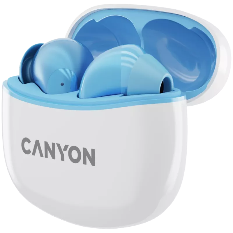 Canyon TWS-5 CNS-TWS5BL Austiņas – Patiesi bezvadu – Bluetooth 5.3 – Iekšauss – USB-C uzlādes futrālis – Skārienjutīga vadība – līdz 38h darbības laiks – Melns