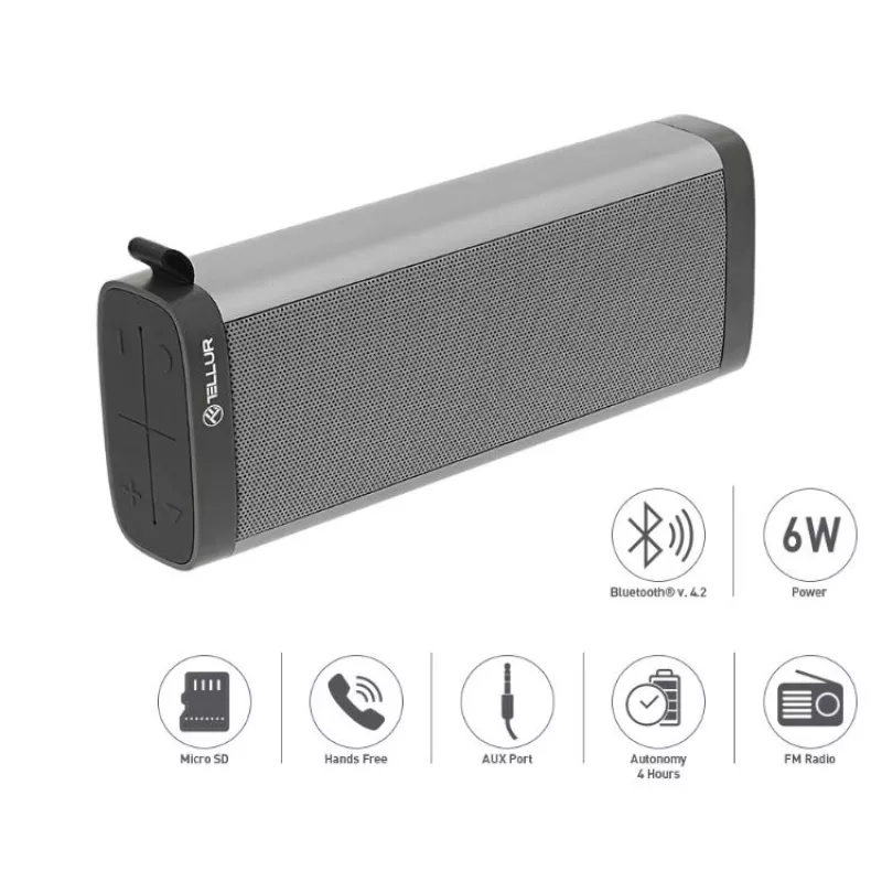 Pārnēsājams skaļrunis Tellur Bluetooth Speaker Selene Gray