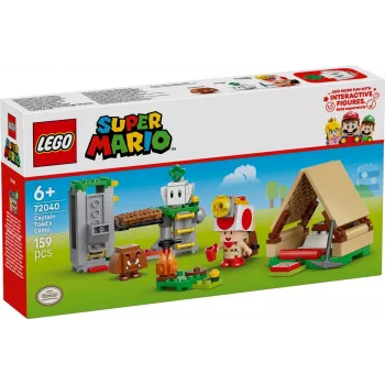 Konstrukciju rotaļlieta LEGO Captain Toad's Camp komplekts 72040 ar interaktīvām Super Mario funkcijām