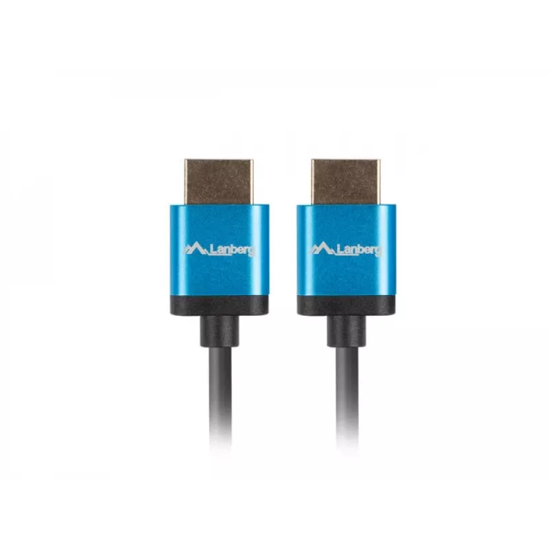 HDMI kabelis LANBERG CA-HDMI-22CU-0018-BK 1.8 m — HDMI Type A uz A, HDMI 2.0, 18 Gbit/s, ARC, zelta pārklājums