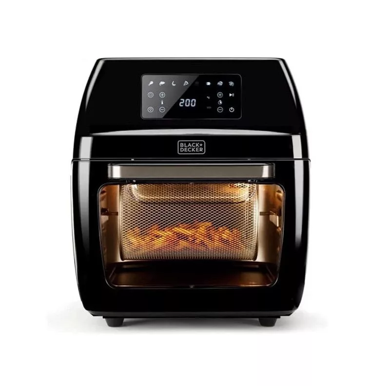 Karstā gaisa fritieris Black & Decker BXAFO1200E — 12 L, 1700 W, skārienvadība, 40–200 °C, rotējošais iesms, cepšana un fritēšana