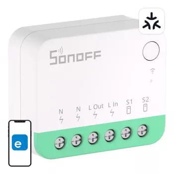 Sonoff MINIR4M Matter viedais Wi-Fi mini slēdzis (HomeKit, SmartThings, Home Assistant).