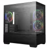 PC Midi Tower DeepCool CG380 3F — Melna, 235×437×451 mm, 2x120 mm sānu + 1x120 mm aizmugurējie ventilatori, apakšējais barošanas bloks, 2,5 collu/3,5 collu HDD