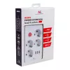 Strāvas sadalītājs MACLEAN MCE392 W — 4 F tipa kontaktligzdas, 3×USB A, 110–240 V, maks. 2,1 A, 2500 W, 1,5 m kabelis, balts