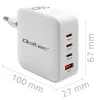 Lādētājs QOLTEC 51828 140W GaN 3×USB‑C PD + 1×USB‑A QC 3.0 – daudzpieslēgvietu ātrā lādētāja