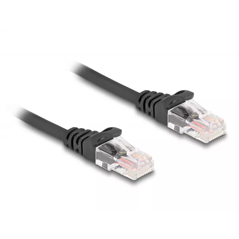 Tīkla kabelis DeLOCK RJ45 spirālkabelis vīrišķais–vīrišķais Cat.5e 2 m melns