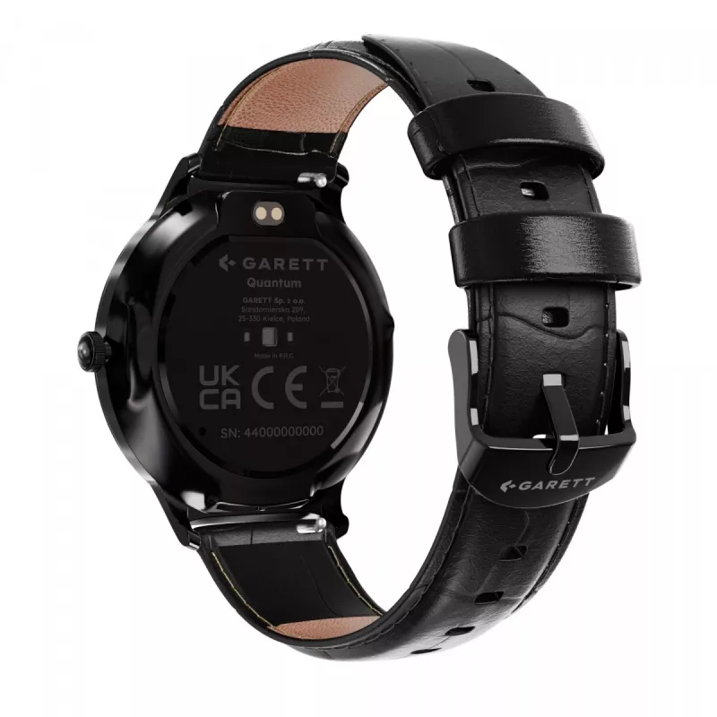Smartwatch Garett Quantum — melns nerūsējošais tērauds
