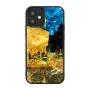 Aizsargājošs iKins maciņš Apple iPhone 12 mini — melns 'Cafe Terrace' dizains