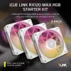 Ventilators Corsair iCUE LINK RX120 MAX RGB 12 cm Balts 3 gab. 400-2000 RPM